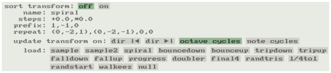sort transform settings block