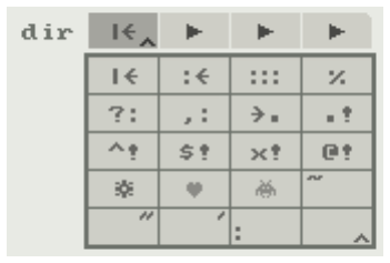 dir button row with the dirop popup grid