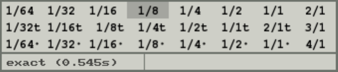 fraction grid: 1/64-2/1, triplets, dotted, exact (0.545s)